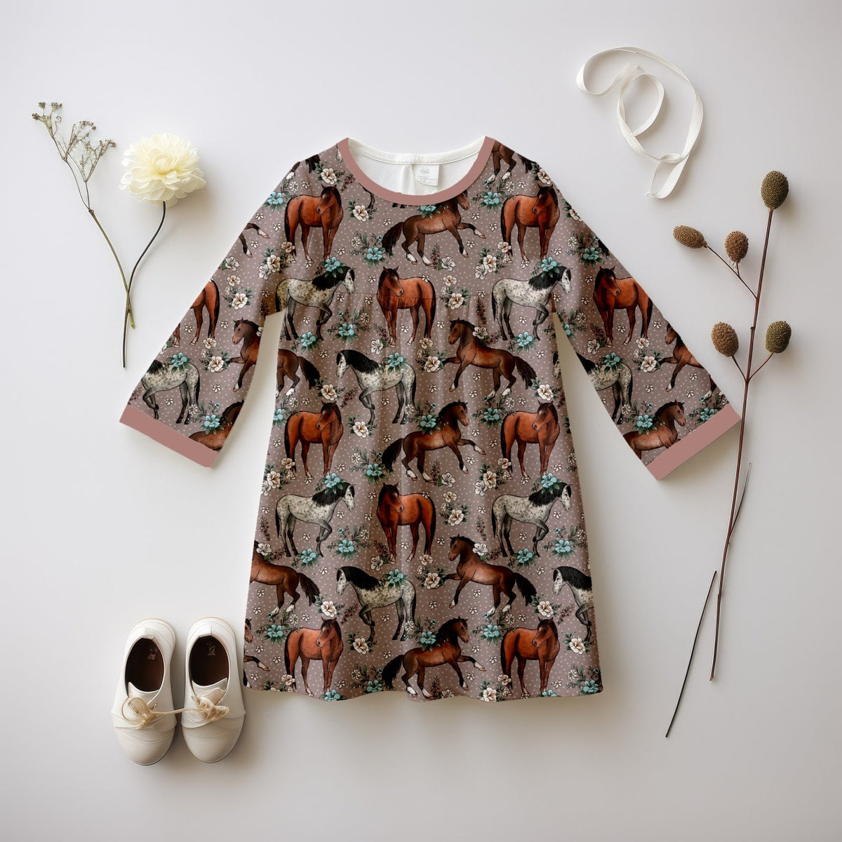 LONG KNIT DRESS WILD HORSES